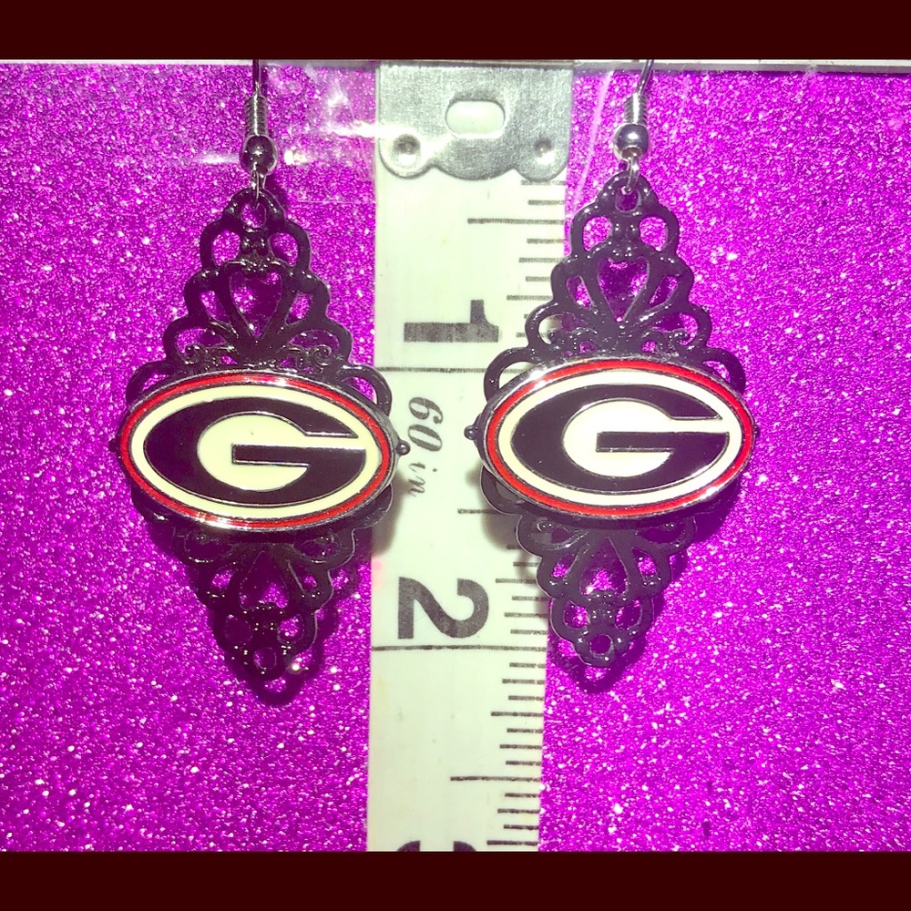 Georgia Bulldogs Black Metal Lace Earrings